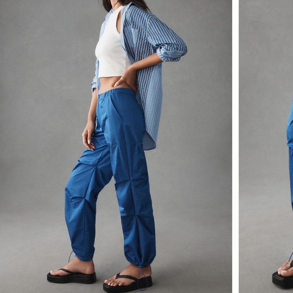 Blue parachute pants Anthropologie size small